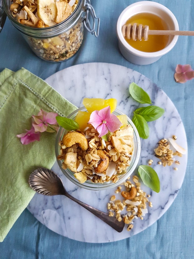 tropical granola pineappple-coconut-cashew